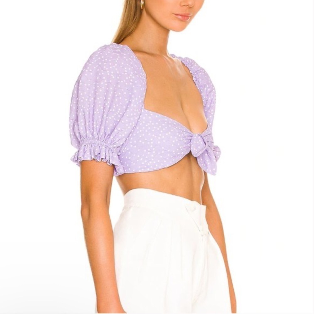For love and lemons Chelsea puff sleeve polka dot crop top